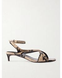 KHAITE - Liria Python-Embossed Leather Sandals - Lyst