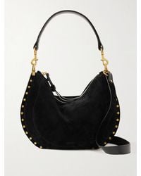 Isabel Marant - Oskan Soft Leather-Trimmed Studded Suede Shoulder Bag - Lyst