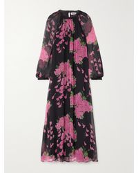 RIXO London - Kahlo Lace-Trimmed Metallic Floral-Jacquard Maxi Dress - Lyst