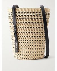Loewe - Paula's Ibiza Braid Leather-Trimmed Raffia Shoulder Bag - Lyst