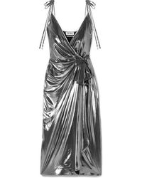 The Attico Gathered Stretch-lamé Wrap Dress - Metallic