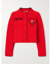 Chloé - Embroidered Wool And Cashmere-Blend Cardigan - Lyst