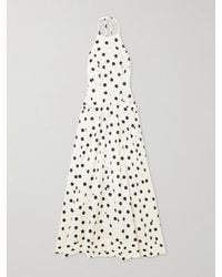 Rebecca Vallance - Maisie Ruffled Polka-Dot Cotton-Blend Poplin Halterneck Maxi Dress - Lyst
