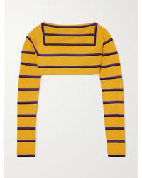 PUCCI - Cropped Open-Back Silk-Trimmed Striped Wool Sweater - Lyst