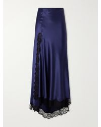 Isabel Marant - Alexandra Lace-Detailed Silk-Blend Satin Midi Skirt - Lyst