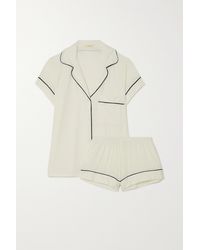 Eberjey Gisele Pyjama Aus Stretch-modal Mit Paspeln - Weiß