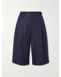 Brunello Cucinelli - Bead-Embellished Pleated Twill Shorts - Lyst