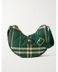 Burberry - Schultertasche Aus Kariertem Twill Mit Lederbesätzen - Lyst