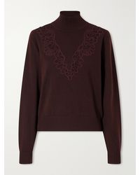 Zimmermann - Valiant Lace-Trimmed Wool Turtleneck Sweater - Lyst
