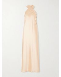 Galvan London - Pandora Satin Halterneck Midi Dress - Lyst