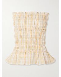 Faithfull the Brand - Iris Trägerloses Oberteil Aus Kariertem Leinen Mit Raffungen - Lyst