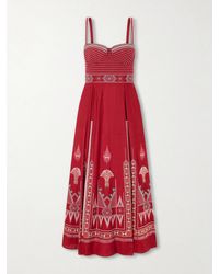Emporio Sirenuse - Elida Embroidered Linen And Cotton-Blend Maxi Dress - Lyst