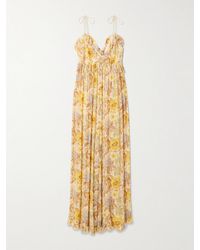 Zimmermann - Daylight Ruffled Floral-Print Metallic Fil Coupé Gauze Jumpsuit - Lyst