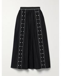 Ulla Johnson - Sabina Pleated Embroidered Cotton-Poplin Midi Skirt - Lyst