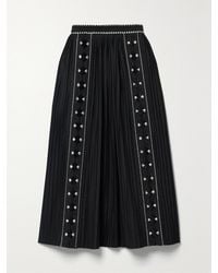 Ulla Johnson - Sabina Pleated Embroidered Cotton-Poplin Midi Skirt - Lyst