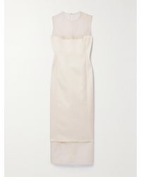 KHAITE - Dissa Cotton-Blend Crepe And Tulle Midi Dress - Lyst