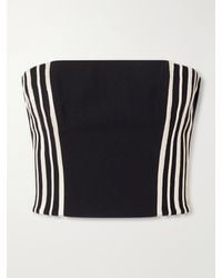 ANDRES OTALORA - Tan Amada Strapless Striped Embroidered Twill Cropped Top - Lyst