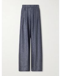Cortana - Anhelo Crinkled Silk-Charmeuse Wide-Leg Pants - Lyst