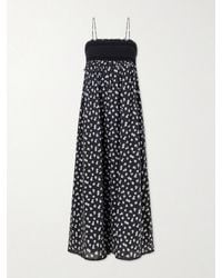 Posse - Danielle Floral-Print Lace-Trimmed Cotton Maxi Dress - Lyst