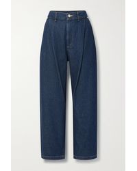 Goldsign Jarvis Pleated High-rise Tapered Jeans - Blue