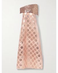 ‎Dima Ayad - Asymmetric Sequin-Embellished Draped Metallic Polka-Dot Brocade Gown - Lyst