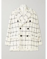 Sacai - Ribbed Layered Frayed Checked Wool-Blend Tweed Jacket - Lyst