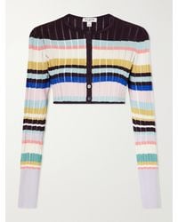 Alaïa - Striped Cropped Jacquard Cardigan - Lyst