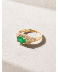 STONE AND STRAND - Claudia 14-Karat, Diamond And Emerald Signet Ring - Lyst