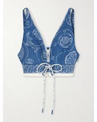 ALÉMAIS - Lucky Cropped Printed Linen Top - Lyst