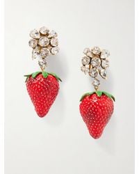 Saint Laurent - Tone, Crystal And Resin Clip Earrings - Lyst