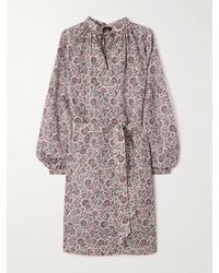 Loro Piana - Billie Belted Floral-Print Linen-Twill Mini Dress - Lyst