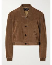 Tom Ford - Cropped Suede Bomber Jacket - Lyst