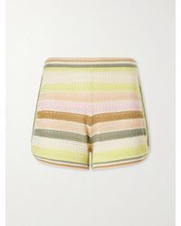 Zimmermann - Indra Striped Crocheted Cotton Shorts - Lyst
