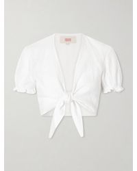 Emporio Sirenuse - Poppy Knotted Linen Cropped Top - Lyst