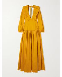 La DoubleJ - Robe Longue Dos Ouvert En Popeline De Coton À Volants Et À Fronces Abito Della Vita - Lyst