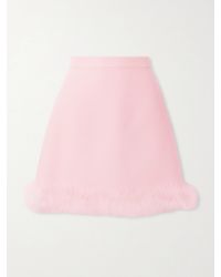 Valentino Garavani - Feather-Trimmed Wool And Silk-Blend Crepe Mini Skirt - Lyst