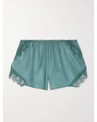 Kiki de Montparnasse - Lace-Trimmed Silk-Satin Shorts - Lyst