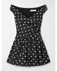 Self-Portrait - Off-The-Shoulder Polka-Dot Cotton Mini Dress - Lyst