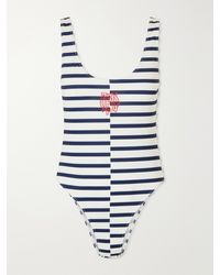 Jean Paul Gaultier - Asymetric Marinere Logo-Appliqulé Striped Swimsuit - Lyst