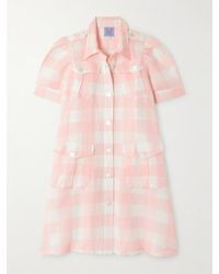 Thierry Colson - Boa Checked Linen And Cotton-Blend Mini Dress - Lyst