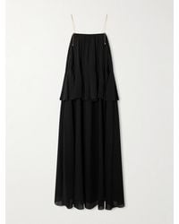 Chloé - Open-Back Embellished Tiered Silk-Georgette Maxi Dress - Lyst