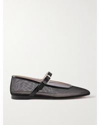 Le Monde Beryl - Patent Leather-Trimmed Mesh Mary Jane Ballet Flats - Lyst