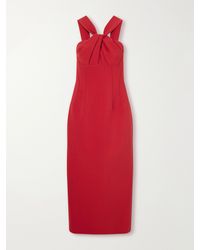 Emilia Wickstead - Lucciene Open-Back Twisted Darted Birdseye Halterneck Midi Dress - Lyst