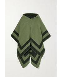 Rag & Bone Reversible Hooded Striped Wool Poncho - Green