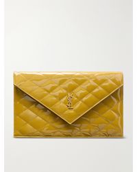 Saint Laurent - Paris Matelassé Patent-Leather Clutch - Lyst