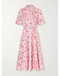 Emilia Wickstead - Rubie Belted Floral-Print Organic Cotton-Poplin Midi Dress - Lyst