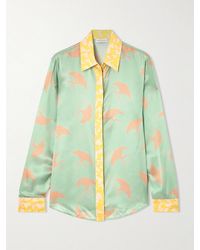 Dries Van Noten - Printed Silk-Blend Satin Shirt - Lyst