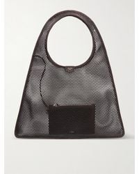Alaïa - One Piece Suede-Trimmed Mesh Shoulder Bag - Lyst