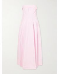 Jonathan Simkhai - Avril Strapless Pleated Cotton-Blend Gown - Lyst