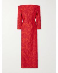 Emilia Wickstead - Zarit Schulterfreies Maxikleid Aus Bouclé Mit Jacquard-Muster - Lyst